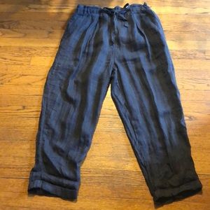 Free People dark gray linen wide legged pants